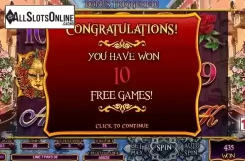 Win Screen . Rose of Venice from TOP TREND GAMING
