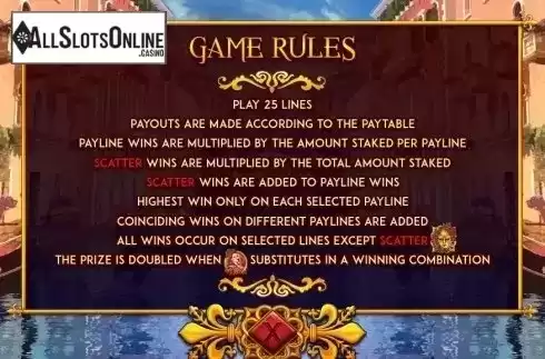 Paytable 3. Rose of Venice from TOP TREND GAMING
