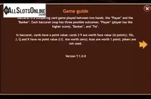 Game Rules 1. Super Baccarat from Triple Profits Games