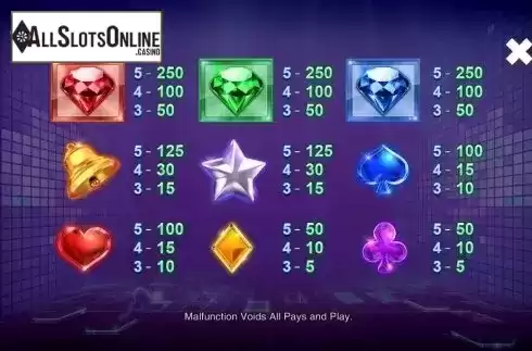 Paytable. Super Diamonds from CQ9Gaming