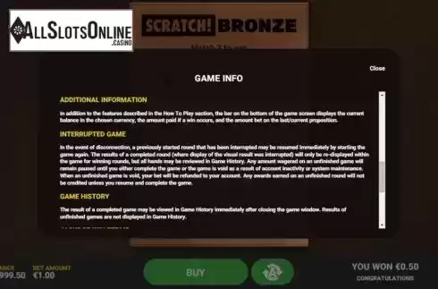 Info 3. Scratch Bronze from Hacksaw Gaming