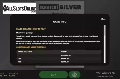 Info 1. Scratch Silver from Hacksaw Gaming