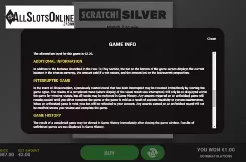 Info 3. Scratch Silver from Hacksaw Gaming