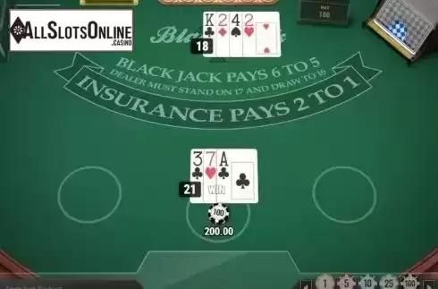 Win Screen. Single Deck Blackjack MH from Play'n Go
