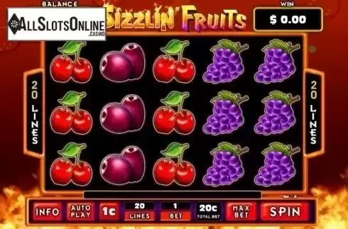 Game Screen. Sizzlin' Fruits from GMW