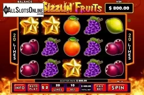 Win Screen. Sizzlin' Fruits from GMW
