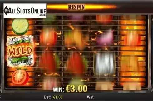Respin screen. Sizzling Spins from Play'n Go