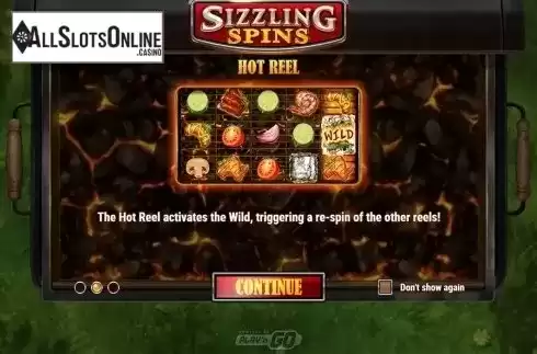 Intro screen 2. Sizzling Spins from Play'n Go
