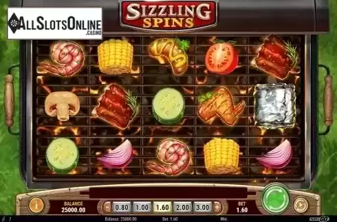 Reels screen. Sizzling Spins from Play'n Go