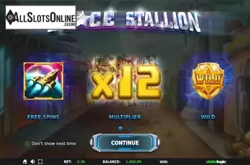 Intro screen. Space Stallion from StakeLogic