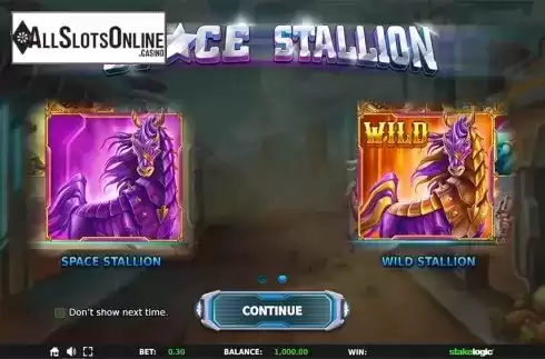 Intro screen 2. Space Stallion from StakeLogic