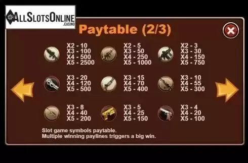 Paytable 2. Special Forces from Triple Profits Games