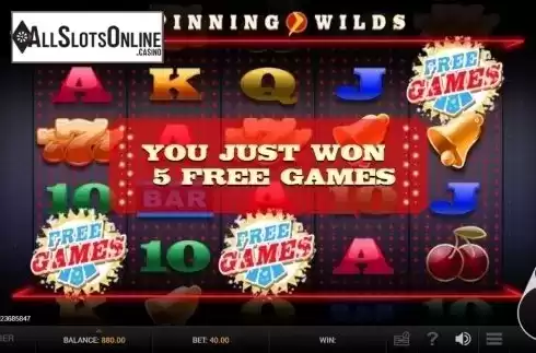 Free Spins screen. Spinning Wilds from GVG