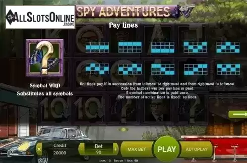 Paytable 2. Spy Adventures from X Play