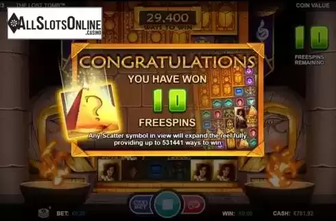 Free Spins 1. The Lost Tomb from Games Inc