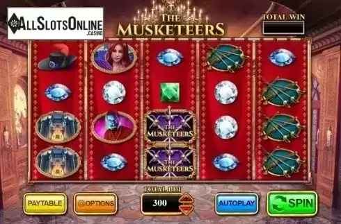 Reels screen. The Musketeers from Inspired Gaming