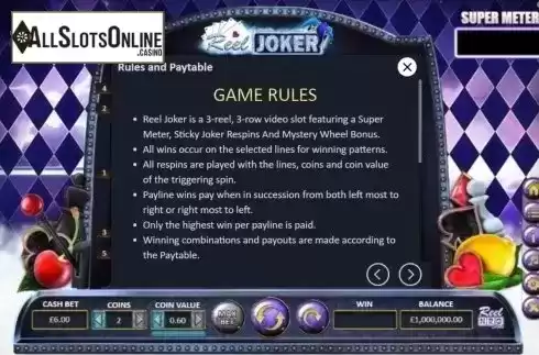 Game Rules 1. The Reel Joker from ReelNRG