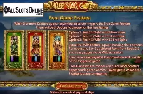 Free Spins. Three Star God from SimplePlay