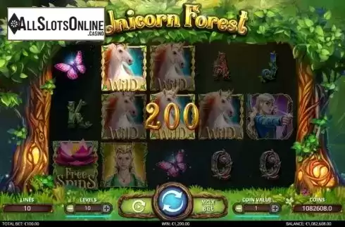 Win screen. Unicorn Forest from Leap Gaming