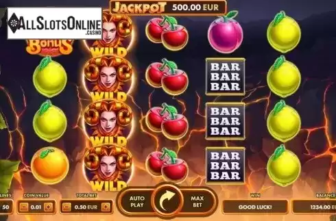 Reel screen. Volcano Fruits from NetGame