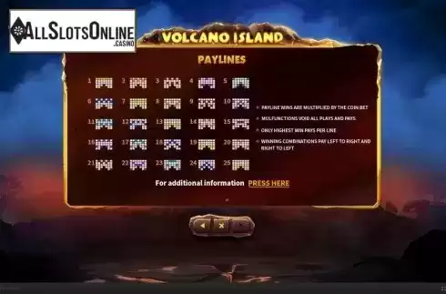 Paylines. Volcano Island from Skywind Group
