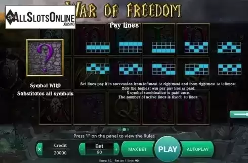 Paytable 2. War Of Freedom from X Play