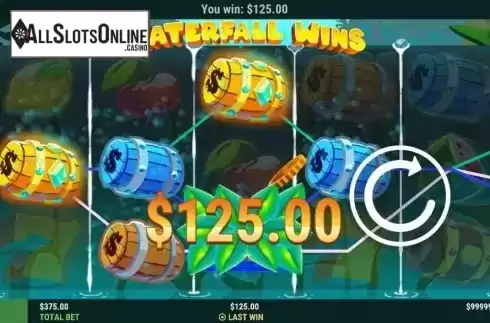 Win screen. Waterfall Wins from Slot Factory