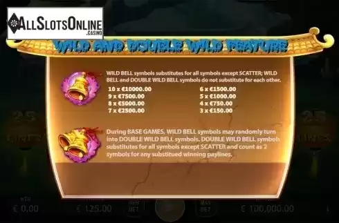 Paytable 2. Wild Wild Bell from KA Gaming