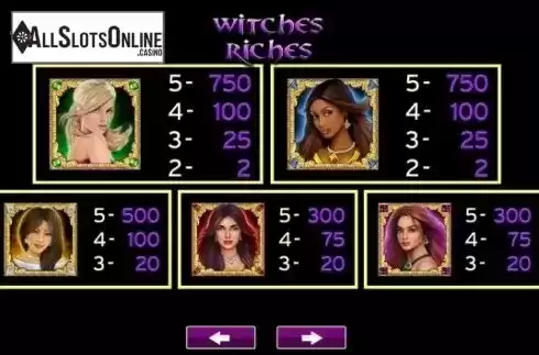 Paytable 2. Witches Riches from High 5 Games