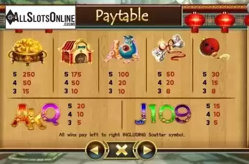 Paytable 3. Wow Prosperity from Spadegaming