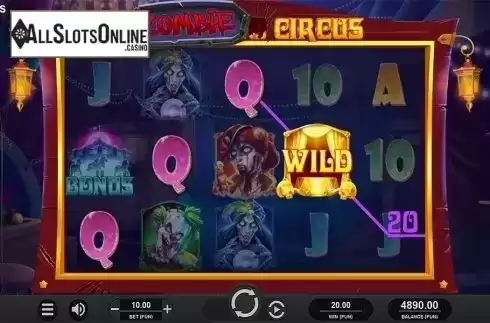 Wild win screen. Zombie Circus from Relax Gaming