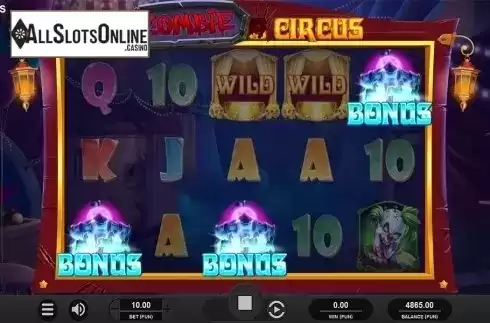 Bonus game win screen. Zombie Circus from Relax Gaming