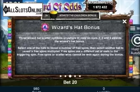Paytable 3. Wizard of Odds from Greentube