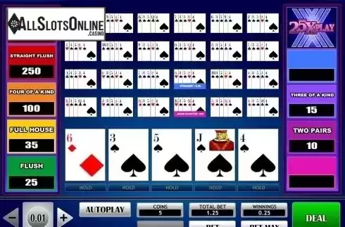 Game Screen. 25x Play Poker from iSoftBet