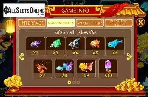 Paytable 1. 3 Gods Fishing from Dragoon Soft