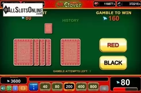 Gamble screen. 40 Mega Clover from EGT