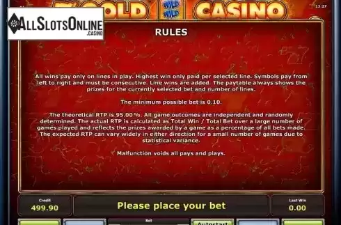 Paytable 4. 7´s Gold Casino from Greentube