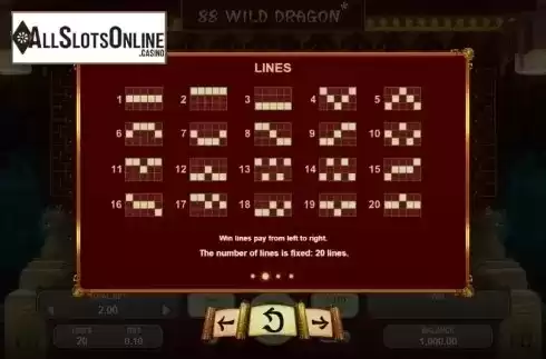 Paytable 2. 88 Wild Dragon from Booongo