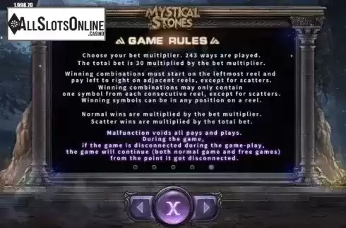 Game Rules. Mystical Stones from Dream Tech