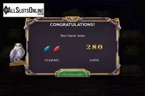Bonus game total win screen. Ozwin's Jackpots from Yggdrasil