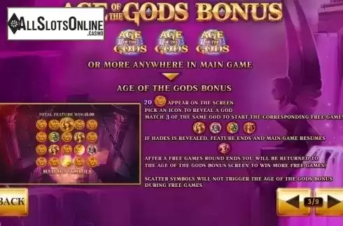 Paytable 3. Age of the Gods from Playtech