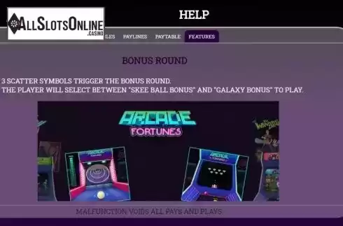 Feature screen 2. Arcade Fortunes from Arrows Edge