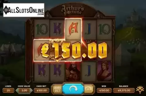 Win Screen. Arthurs Fortune from Yggdrasil