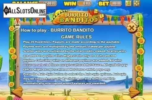 Rules 1. Burrito Bandito from Allbet Gaming