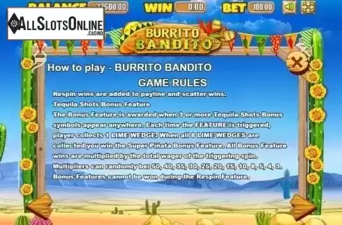 Rules 3. Burrito Bandito from Allbet Gaming