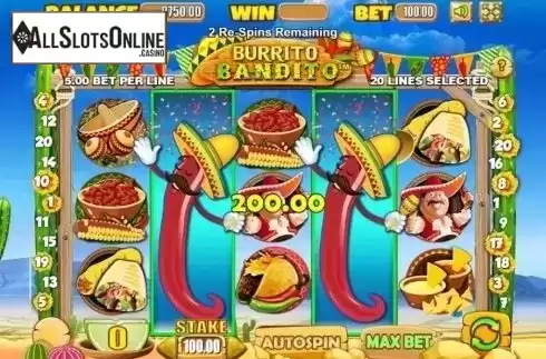 Win Screen. Burrito Bandito from Allbet Gaming