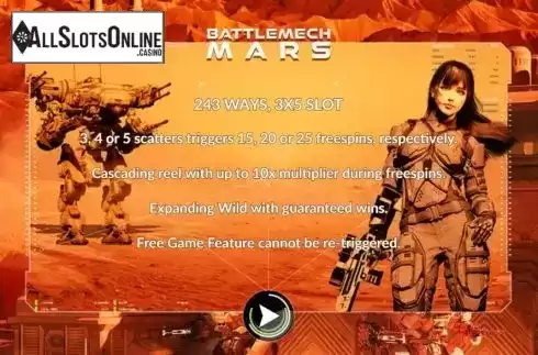 Features screen. Battlemech Mars from Maverick