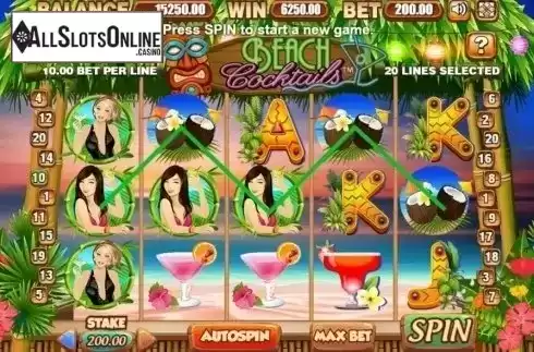 Win Screen. Beach Cocktails from Allbet Gaming