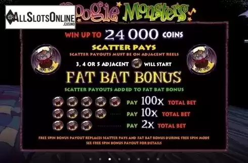 Paytable 1. Boogie Monsters from Microgaming