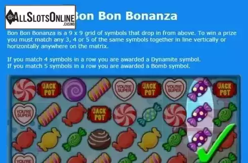 Paytable 1. Bon Bon Bonanza from OpenBet